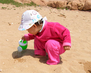 给沙子浇水